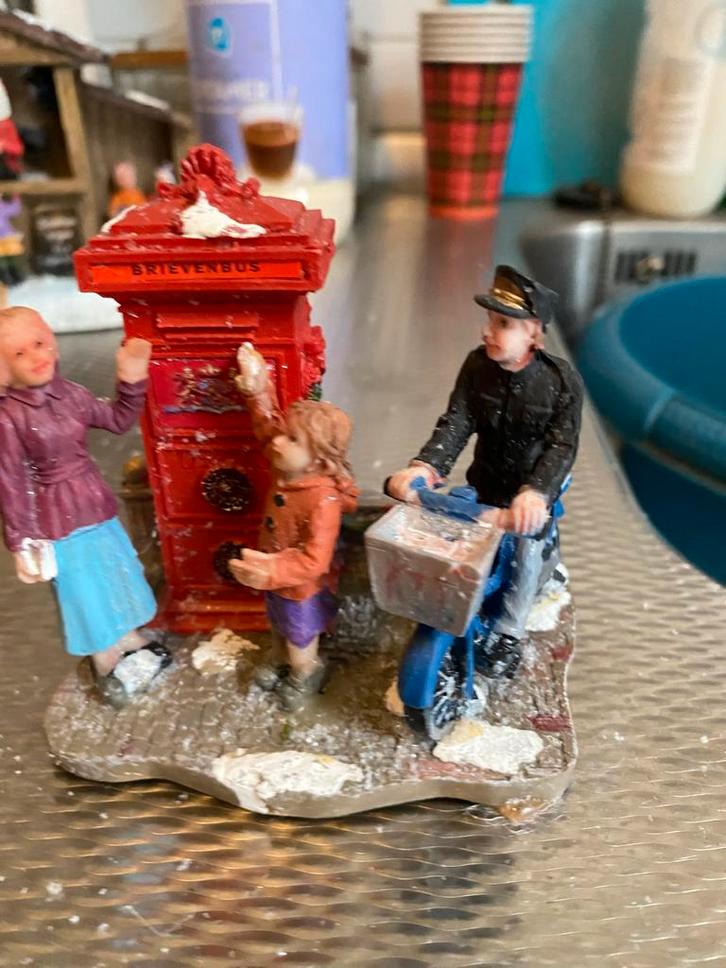 Kersttafereel met Brievenbus, Verzamelen, Beelden en Beeldjes, Gebruikt, Mens, Ophalen of Verzenden