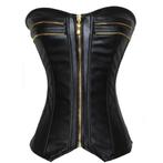 Dames zwart leren korset corset sexy latex 34 36 38 40 42 44, Body of Korset, Zwart, Verzenden