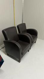2 fateuils van leder, Ophalen, Gebruikt, 100 tot 125 cm, Leer