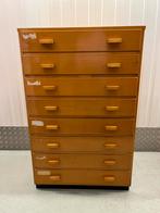 Vintage papierkast schoolkast ladekast retro, 5 laden of meer, Ophalen, Minder dan 100 cm