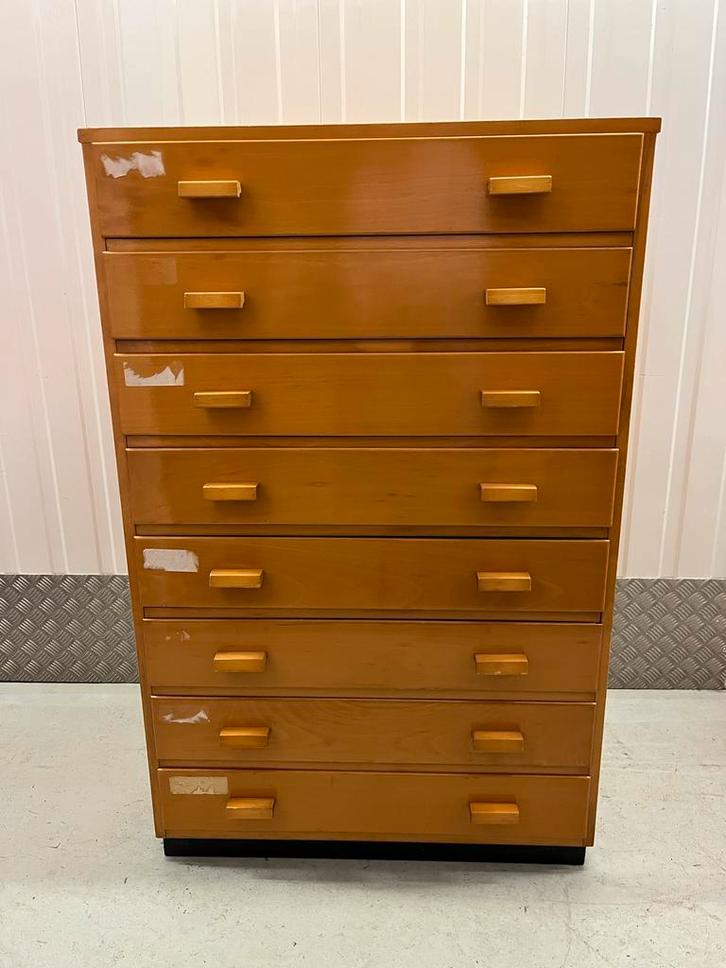 Vintage papierkast schoolkast ladekast retro, Huis en Inrichting, Kasten | Ladekasten, Gebruikt, Minder dan 100 cm, 50 tot 100 cm