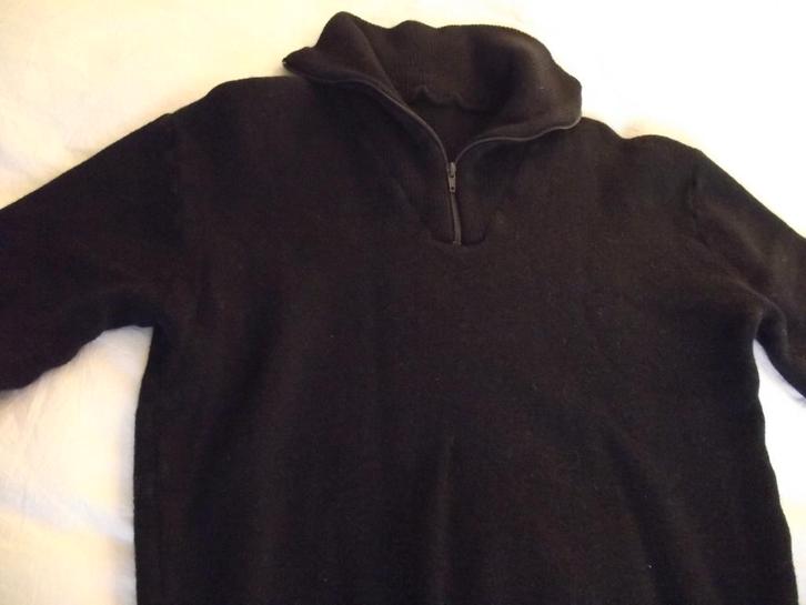 zwart wollen schipperstrui met rits 100% zuiver scheerwol M, Kleding | Heren, Truien en Vesten, Gedragen, Maat 48/50 (M), Zwart