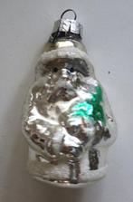 Oude Kerstbal Kerstman met Kerstboom ( zilver, witte sneeuw, Diversen, Kerst, Ophalen of Verzenden