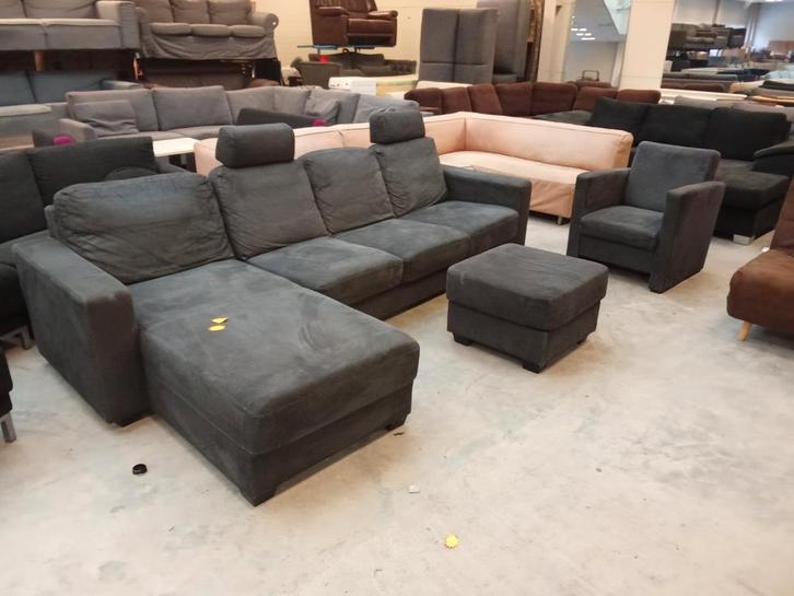 Loungebank + fauteuil + poef, Huis en Inrichting, Fauteuils, Zo goed als nieuw, Ophalen of Verzenden