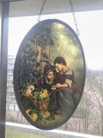 De Fruitverkoopster vintage glas-in-lood raamhanger, Antiek en Kunst, Ophalen