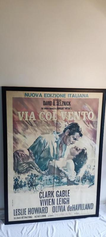 Oude Italiaanse filmposter GONE WITH THE WIND.  beschikbaar voor biedingen