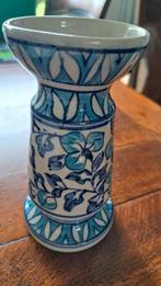 Blauwe Vaas met Blaadjes - 15.5cm, Huis en Inrichting, Woonaccessoires | Vazen, Gebruikt, Blauw, Aardewerk of Porselein, Ophalen of Verzenden