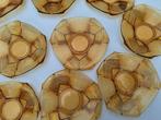 9 amber glas glazen schotels art deco bordjes vintage geel, Ophalen of Verzenden