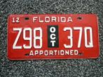 Kentekenplaat licenseplate Florida Apportioned Red US, Verzenden, Gebruikt, Auto's