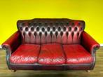 Rode leren chesterfield bank, Ophalen, Gebruikt, 100 tot 125 cm, 150 tot 200 cm