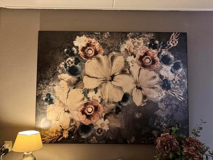 Groot canvas met lijst, Antiek en Kunst, Kunst | Schilderijen | Abstract, Ophalen of Verzenden