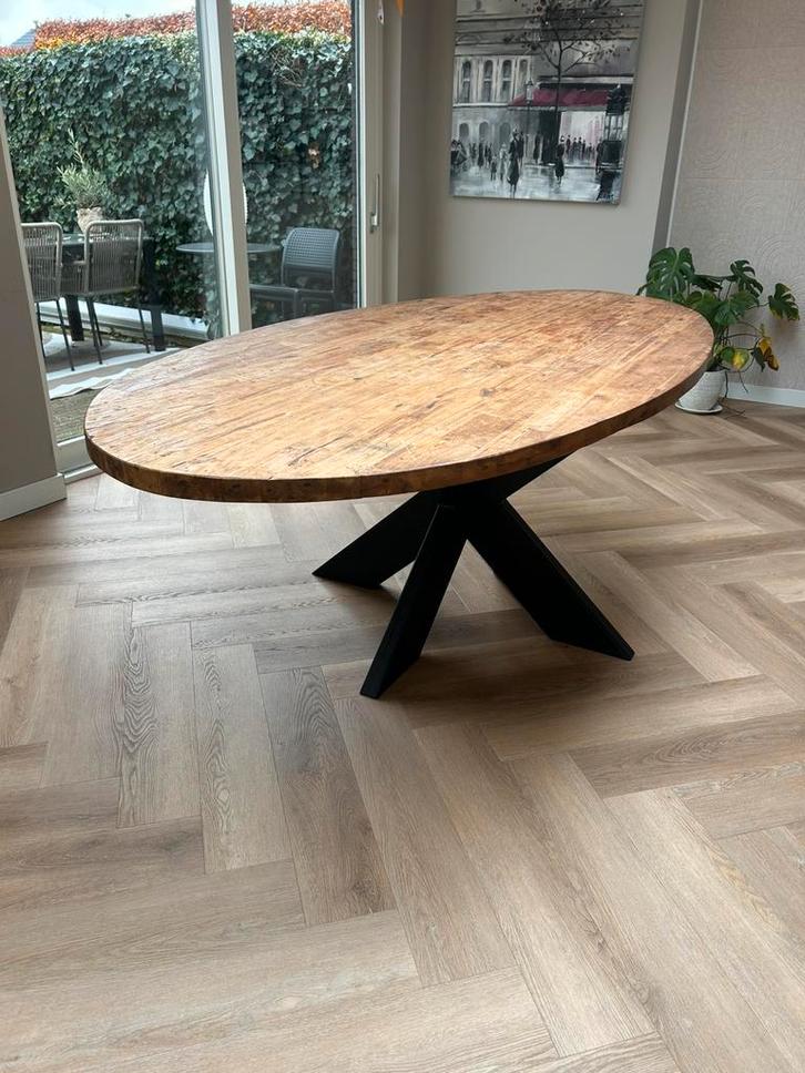 Eettafel (ovaal), Huis en Inrichting, Tafels | Eettafels, Gebruikt, 100 tot 150 cm, 200 cm of meer, Vijf personen of meer, Ovaal