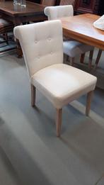 4 Moderne Eetkamerstoelen - Licht Stof, Huis en Inrichting, Stoelen, Ophalen, Hout, Gebruikt, Wit