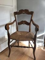 Te koop antieke houten snor stoel met biezen zitting, Antiek en Kunst, Ophalen
