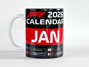 Formule 1 kalender 2026 mok met naam beschikbaar voor biedingen
