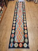 Handgeweven oosterse wollen kelim loper 392x82