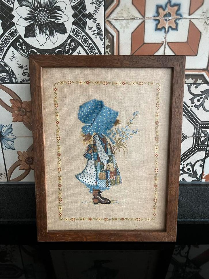 Holly Hobbie Borduurwerk - Handgemaakt, Huis en Inrichting, Woonaccessoires | Schilderijen, Tekeningen en Foto's, Zo goed als nieuw