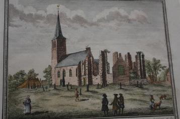 HEEMSKERK KERK EN RUÏNE H. DE LETH 1732-33 KOPERGRAVURE E60 beschikbaar voor biedingen