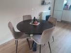 Ronde Eettafel zwart  gebruikt met nieuwe velvet stoelen, Huis en Inrichting, Tafels | Eettafels, Ophalen, Gebruikt, Rond, 100 tot 150 cm