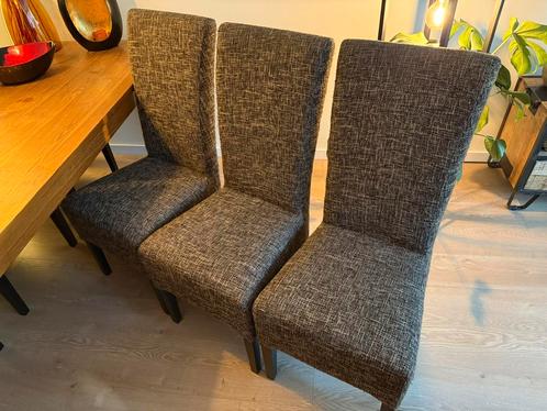 Set van 6 comfortabele eetkamerstoelen, Huis en Inrichting, Stoelen, Zo goed als nieuw, Vijf, Zes of meer stoelen, Stof, Bruin