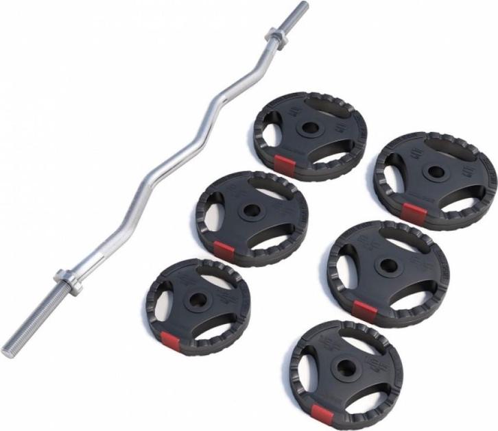 Gorilla Sports EZ Curl Gripper set - 120 cm lang - 25kg, Sport en Fitness, Fitnessmaterialen, Gebruikt, Halterset, Armen, Benen