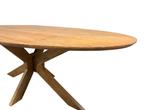 Eettafel Ovaal Hardhout Gebleekt Houten Poot 200x100, Ophalen, 100 tot 150 cm, Vijf personen of meer, Ovaal