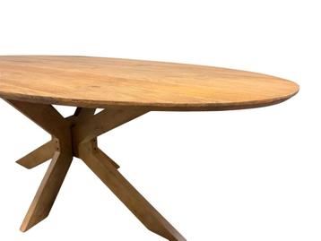 Eettafel Ovaal Hardhout Gebleekt Houten Poot 200x100 beschikbaar voor biedingen