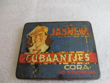 Oud sigarenblikje Jasvena,Cubaantjes Cora beschikbaar voor biedingen