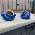 Wand bloempot,  blauw., Tuin en Terras, Bloempotten, Rond, Ophalen of Verzenden, Aardewerk, Minder dan 40 cm