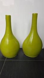 Set van 2 groene vazen, 42 cm hoog, Ophalen, Steen, Zo goed als nieuw, Minder dan 50 cm