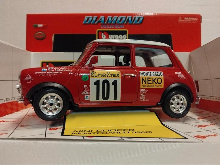Mini Cooper Austin Rally Monte Carlo Bburago metal 1:18 KRD, Hobby en Vrije tijd, Modelauto's | 1:24, Zo goed als nieuw, Auto
