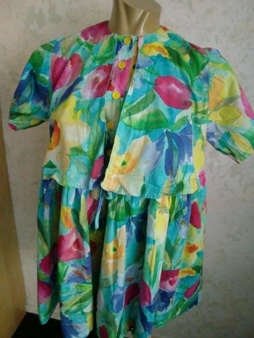 VINTAGE Jurk KNEELTJE met aquarel print maat 116, Kinderen en Baby's, Kinderkleding | Maat 116, Zo goed als nieuw, Meisje, Jurk of Rok