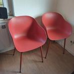 Twee mooie kuipstoelen stoel rood roodroze tafel student, Huis en Inrichting, Stoelen, Metaal, Twee, Gebruikt, Kuip
