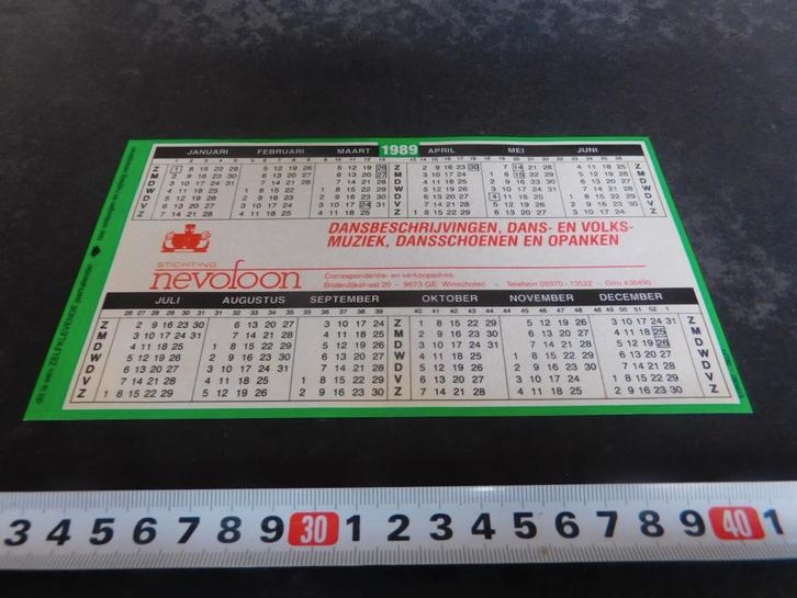 sticker Kalender 1989 Winschoten Stichting NEVOFOON, Verzamelen, Stickers, Zo goed als nieuw, Ophalen