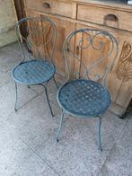Vintage massief smeedijzeren tuinstoelen I.z.g.s., Ophalen, Zo goed als nieuw