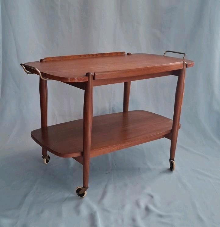 Vintage Trolleytafel Johan Wulfers, Huis en Inrichting, Tafels | Bijzettafels, Zo goed als nieuw, Rechthoekig, 60 cm of meer, Minder dan 55 cm