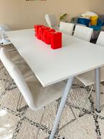 Tafel en 6 stoelen, Ophalen, Zo goed als nieuw, Rechthoekig, 50 tot 100 cm