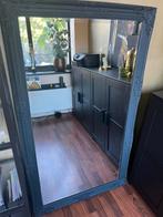Spiegel met geslepen glas in zwarte lijst, Ophalen, Gebruikt, 100 tot 150 cm, 75 tot 100 cm