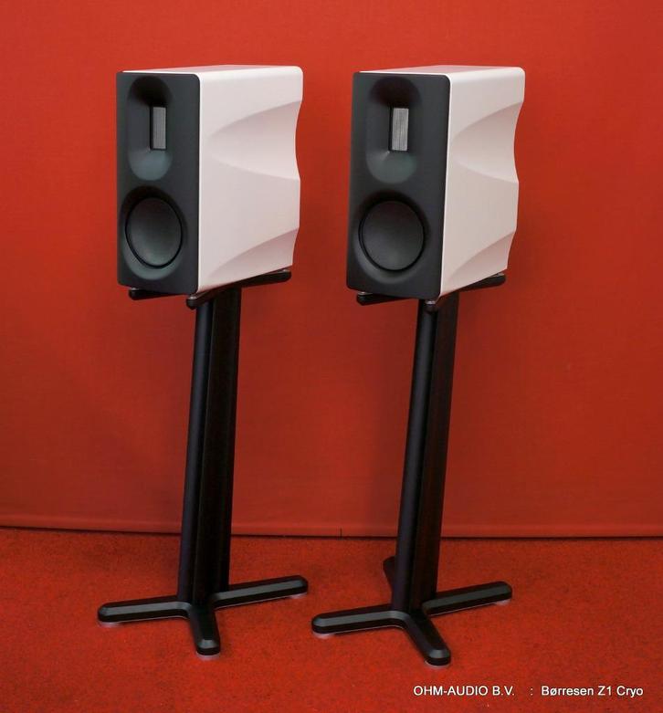 Borresen Z1 Cryo, Satin White, Incl Stands, Laatste Demo Set, Audio, Tv en Foto, Luidsprekers, Nieuw, Front, Rear of Stereo speakers