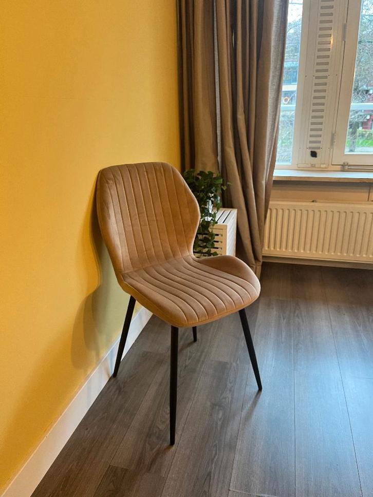 6x Sunny Eetkamerstoel Beige Velvet Nieuw in doos, Huis en Inrichting, Stoelen, Nieuw, Vijf, Zes of meer stoelen, Metaal, Overige materialen