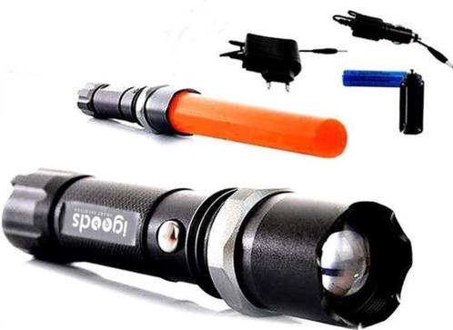LED Zaklamp Oplaadbaar - Militaire Flashlight, Caravans en Kamperen, Zaklampen, Nieuw, Batterij, Ophalen of Verzenden