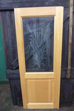 mooie eiken deur met decoratief geslepen glas, Ophalen, 80 tot 100 cm, Binnendeur, 200 tot 215 cm