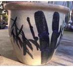 Geglazuurd wit geheel stenen oude bloempot 23,5cm, Tuin en Terras, Bloempotten, Rond, Zo goed als nieuw, Terracotta, Tuin