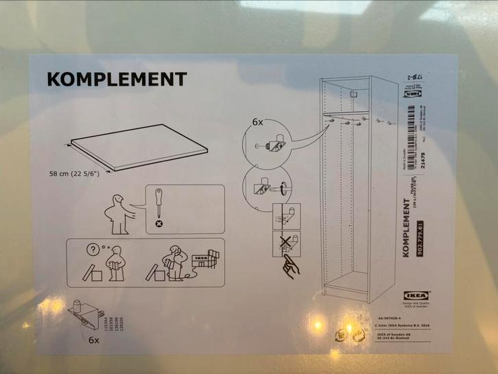 Komplement plank 58x75 wit, Huis en Inrichting, Kasten | Kledingkasten, Zo goed als nieuw, Minder dan 100 cm, 50 tot 100 cm, 50 tot 75 cm