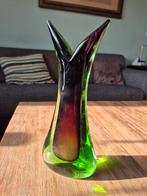 Murano vaas Sommerso groen met aubergine, Antiek en Kunst, Ophalen of Verzenden