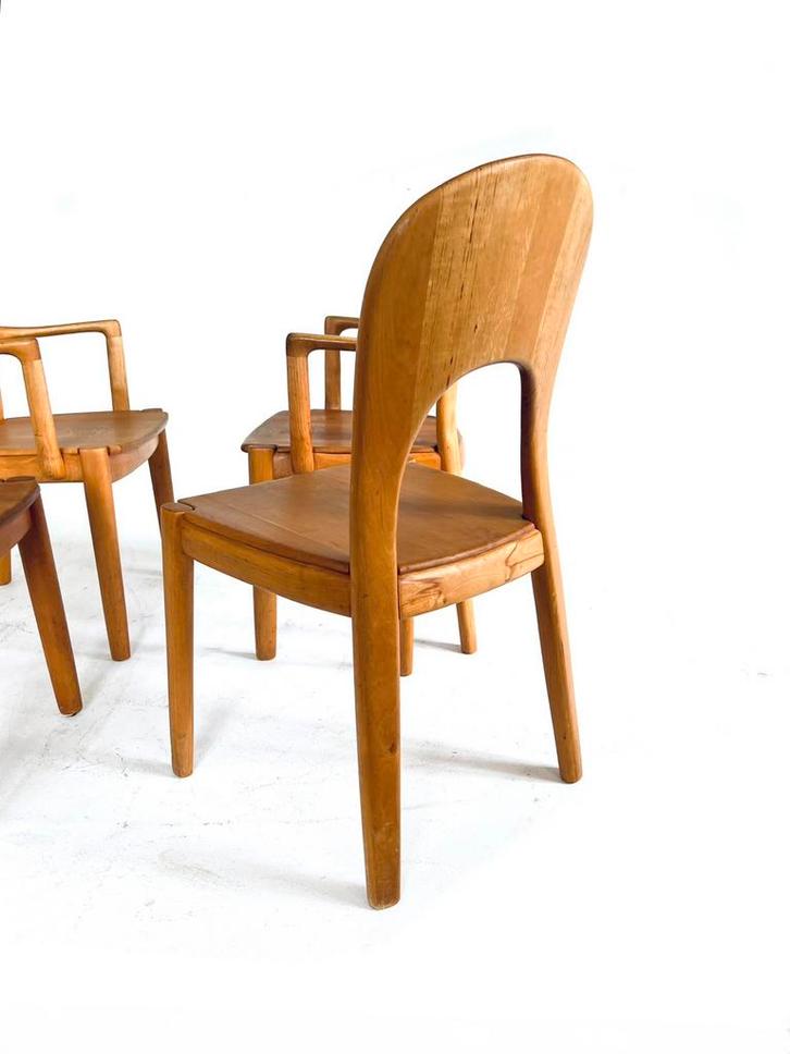4x vintage ‘Morten chair’, Koefoeds Hornslet, Huis en Inrichting, Stoelen, Zo goed als nieuw, Vier, Hout, Bruin, Ophalen of Verzenden