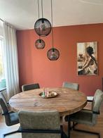 Ronde Houten Eettafel - Industrieel, Huis en Inrichting, Tafels | Eettafels, Ophalen, Gebruikt, Rond, Vijf personen of meer