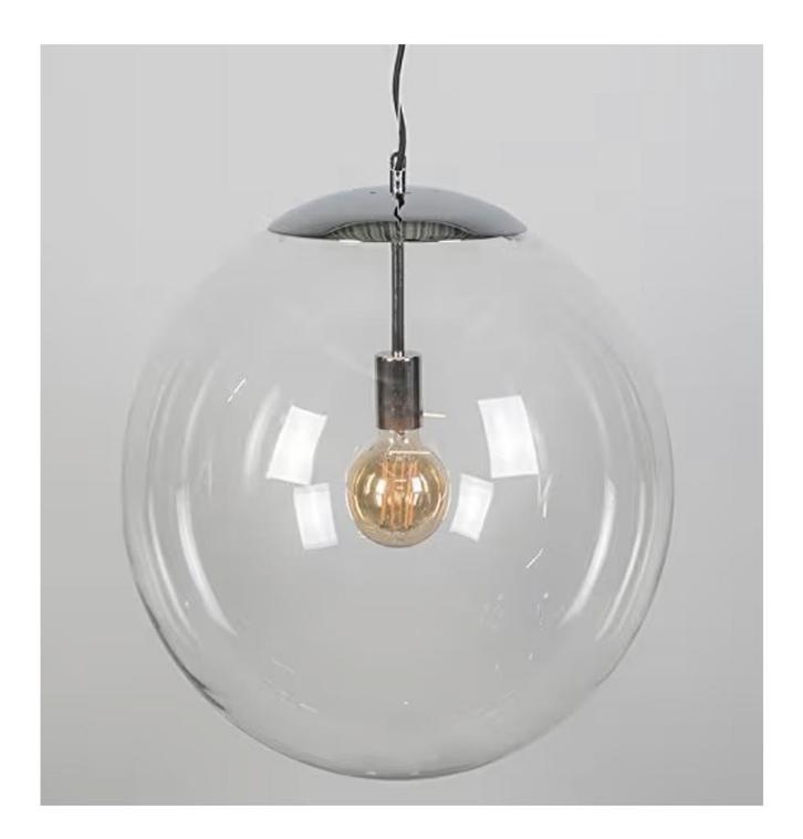 QAZQA glazen bol scandinavische hanglamp, Huis en Inrichting, Lampen | Hanglampen, Zo goed als nieuw, 50 tot 75 cm, Glas, Metaal