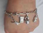 Zilveren armband met 4 afneembare bedels nr.2035, Sieraden, Tassen en Uiterlijk, Verzenden, Zo goed als nieuw, Met bedels of kralen