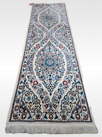 Handgeknoopt Perzisch tapijt loper Naïn Iran crème 60x193cm beschikbaar voor biedingen